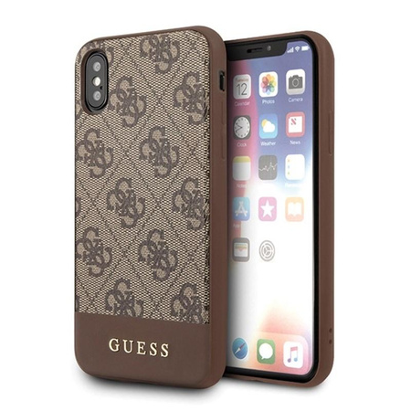 Guess 4G Bottom Stripe Kollektion - iPhone Xs / X Hülle (braun)
