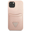 Guess Saffiano Double Card Triangle - iPhone 13 mini case (pink)