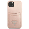 Guess Saffiano Double Card Triangle - Cover for iPhone 13  (Pink)