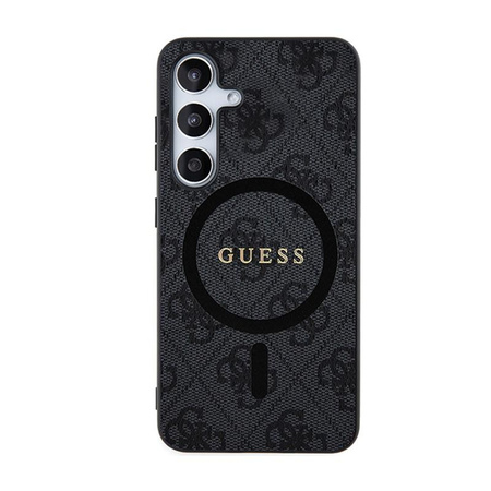 Guess 4G Collection Cuir Logo Métal MagSafe - Étui Samsung Galaxy S24 (noir)