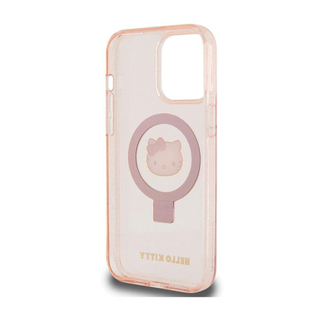 Hello Kitty Ring Stand Glitter Electrop Logo MagSafe - Etui iPhone 15 Pro Max (różowy)