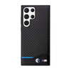 BMW Leather Carbon Blue Line - Samsung Galaxy S23 Ultra tok (fekete)