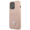 Guess Saffiano Double Card Triangle - iPhone 13 Pro tok (rózsaszín)
