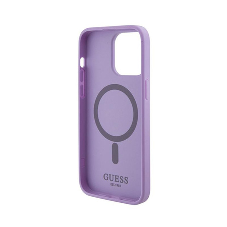 Guess Saffiano MagSafe - Pouzdro iPhone 15 Pro Max (fialové)