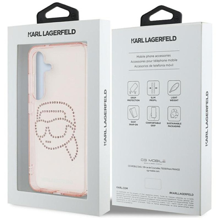 Karl Lagerfeld Rhinestones Karl Head Logo - Case for Samsung Galaxy S25 (Pink)