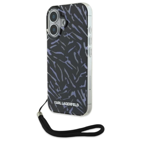Karl Lagerfeld Zebra se šňůrou - pouzdro pro iPhone 16 Plus (fialové)