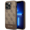 Guess 4G Bottom Stripe Metal Logo Collection - Case for iPhone 14 Pro Max (Brown)