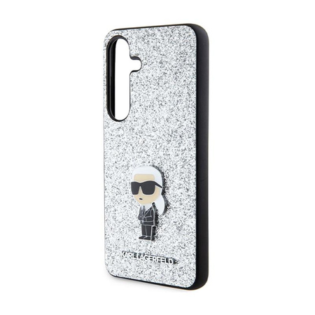 Karl Lagerfeld Fixed Glitter Iconic Logo Metal Pin - pouzdro pro Samsung Galaxy S24+ (stříbrné)