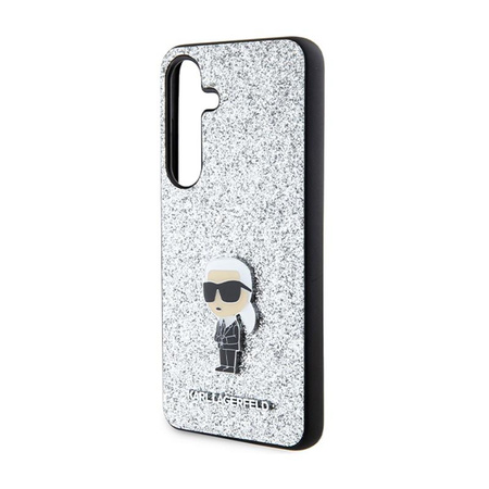 Karl Lagerfeld Fixed Glitter Ikonik Logo Metal Pin - Etui Samsung Galaxy S24+ (srebrny)