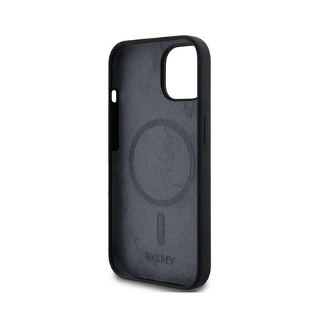 DKNY Liquid Silicone Weiß gedrucktes Logo MagSafe - iPhone 15 Plus / 14 Plus Tasche (schwarz)