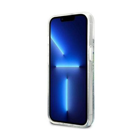 Guess Liquid Glitter Flower - Schutzhülle für iPhone 13 (Blau/Grün)