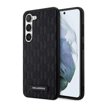 Karl Lagerfeld Saffiano Monogramm Metall Logo - Hülle für Samsung Galaxy S23 (Schwarz)