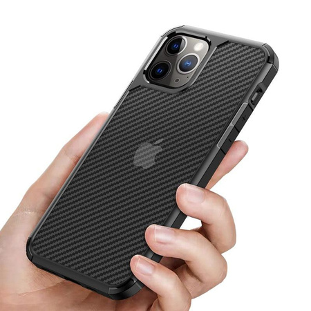 Crong Hybrid Carbon - iPhone 12 Pro Max Hülle (Schwarz)