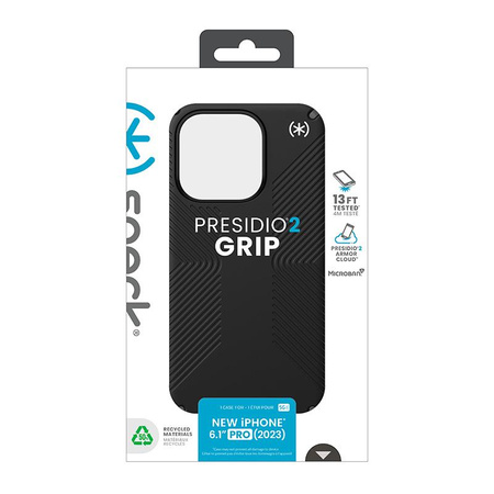 Speck Presidio2 Grip - Hülle für iPhone 15 Pro (Schwarz / Schiefergrau / Weiß)