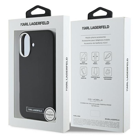 Karl Lagerfeld FW Metal Plate MagSafe - Étui pour iPhone 16 Plus (noir)