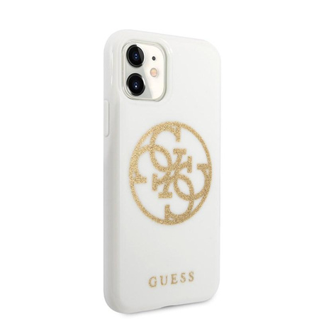 Guess Circle Glitter 4G - Coque iPhone 11 (blanc)