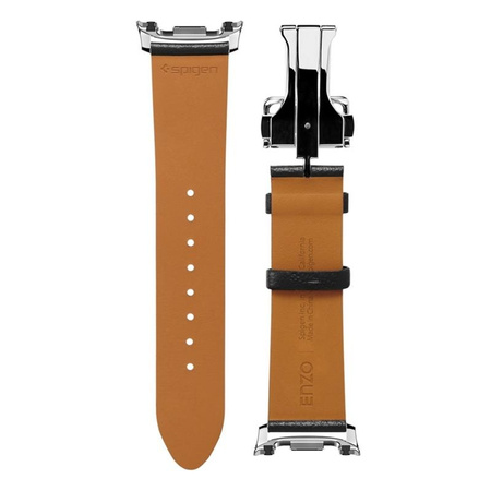 Spigen Enzo - Genuine Leather Strap for Samsung Galaxy Watch 8 / 8 Classic 40 / 44 / 46 mm (Black)