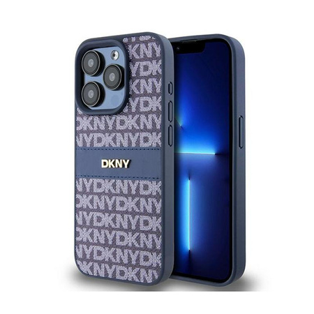 DKNY Leather Mono Stripe & Metal Logo - iPhone 15 Pro Case (blue)