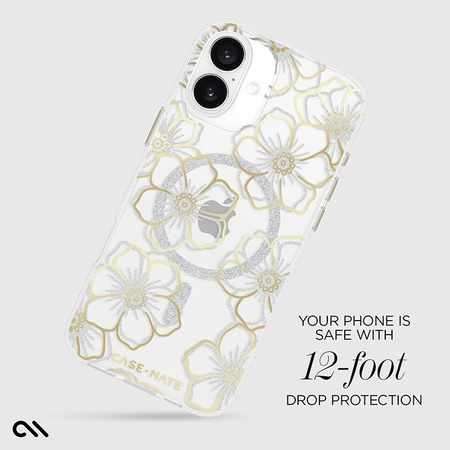 Pouzdro Case-Mate Floral Gems MagSafe - iPhone 16 Plus (zlaté)