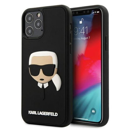 Karl Lagerfeld 3D gumové pouzdro Karl`s Head - iPhone 12 Pro Max (černé)