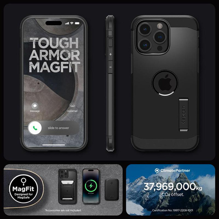 Spigen Tough Armor MagSafe - Étui pour iPhone 15 Pro Max (Noir)