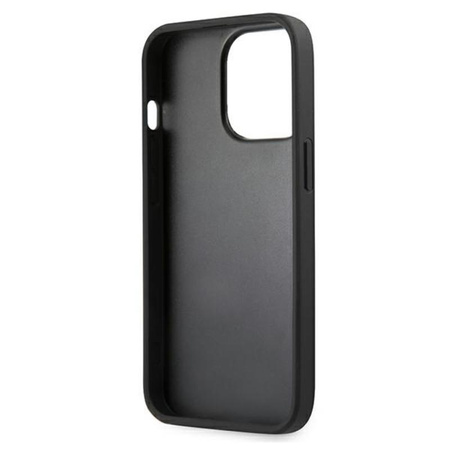 Pouzdro Guess Saffiano Metal Logo Stripes - iPhone 13 Pro (modré)