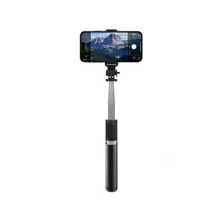 Crong SelfieGo Lite - Compact selfie stick Bluetooth tripod (black)