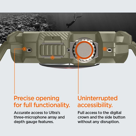 Spigen Rugged Armor Pro - Pasek z obudową do Apple Watch Ultra 49 mm (Vintage Khaki)