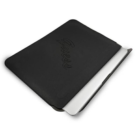 Pouzdro na počítač Guess Saffiano Script - 13" pouzdro na notebook (černé)