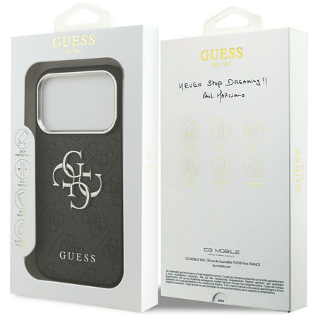 Guess 4G Big 4G Classic Logo - Case iPhone 17 Pro Max (Schwarz / Silber)