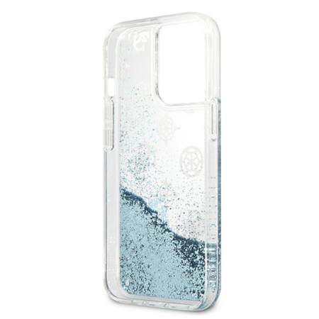 Guess Peony Liquid Glitter - iPhone 13 Pro tok (kék)