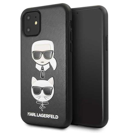 Karl Lagerfeld dombornyomott tok Karl & Choupette - iPhone 11 tok (fekete)