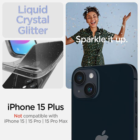 Spigen Liquid Crystal Glitter - Coque pour iPhone 15 Plus (Transparent)