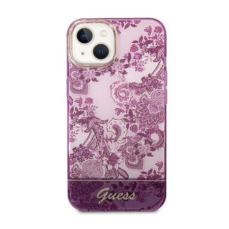 Guess Porcelain Collection - pouzdro pro iPhone 14 Plus (fuchsiová)