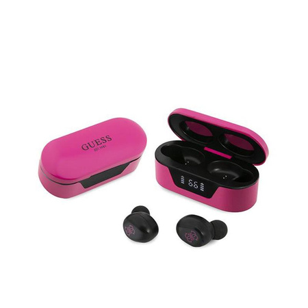 Guess True Wireless Earphones BT5.0 5H - TWS écouteurs + étui de chargement (magenta)