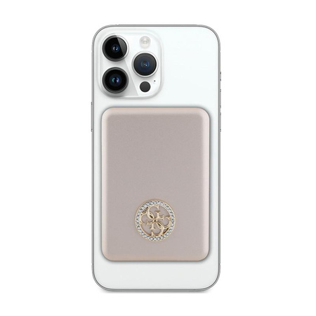 Guess 4G Strassed Metal Logo MagSafe - Induktion Power Bank 5000 mAh 15W MagSafe (Gold)