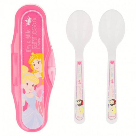 Princess - Zestaw sztućców dla dzieci w etui podróżnym (2x łyżka)