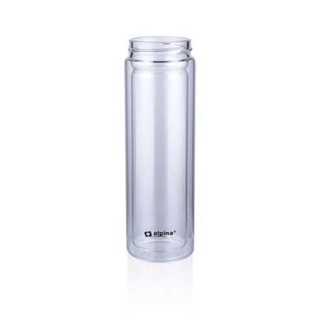 GLASS WATER BOTTLE WITH BPA FREE FILTER, for Tea, Case, Alpina, 450ml