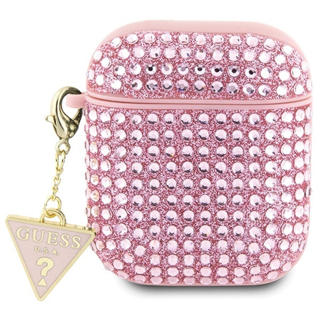 Guess Rhinestone Triangle Charm - Étui AirPods 1/2 gen (rose)