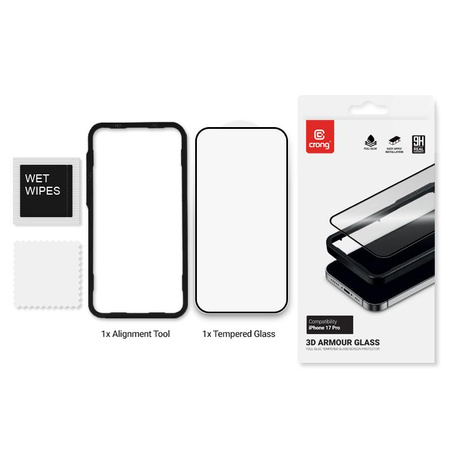 SZKŁO HARTOWANE NA EKRAN DO IPHONE 17 PRO Z RAMKĄ Crong Armour OCHRONNE 