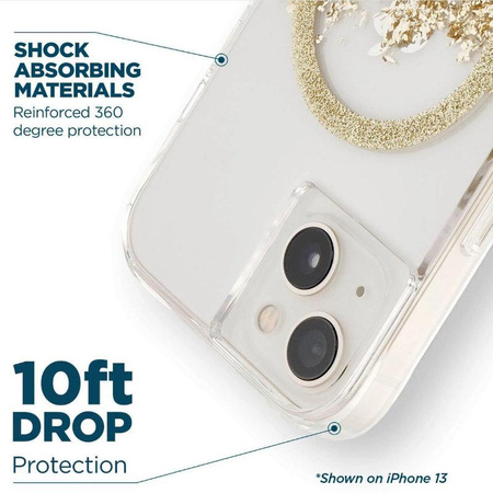 Case-Mate Karat MagSafe - Etui iPhone 14 zdobione złotem (Marble)