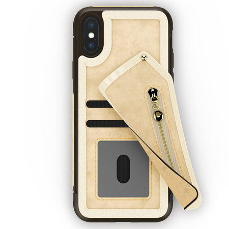 Zizo Nebula Wallet Case - Lederhülle für iPhone X mit Kartenfächern + Reißverschlusstasche + 9H Glas für Bildschirm (Tan/Brown)
