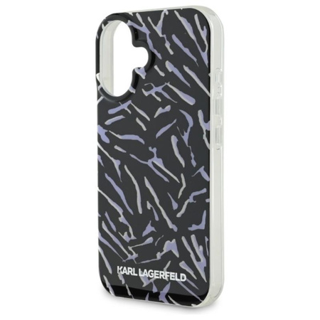 Karl Lagerfeld Zebra se šňůrou - pouzdro pro iPhone 16 Plus (fialové)
