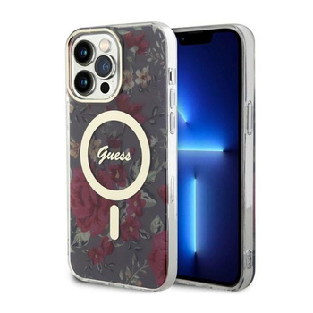 Guess Flower MagSafe - Coque pour iPhone 14 Pro Max (Vert)