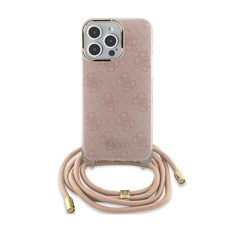 Guess Crossbody Cord 4G Print - étui pour iPhone 15 (rose)