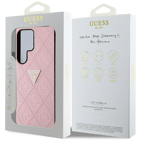 Guess Hot Stamp 4G Pattern Triangle Metal Logo - Pouzdro pro Samsung Galaxy S25 Ultra (růžové)