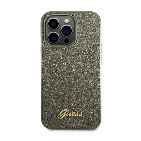 Guess Glitter Flakes Metal Logo Case - Coque iPhone 14 Pro Max (verte)