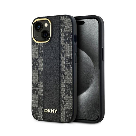 DKNY Leather Checkered Mono Pattern MagSafe - iPhone 14 / 15 / 13 Case (black)