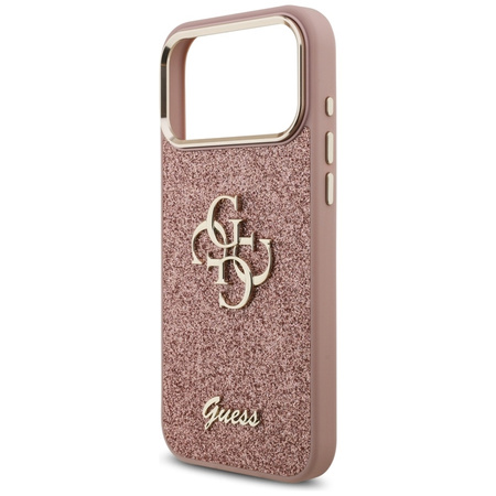 Guess Fixed Glitter Big 4G Metal Frame - Pouzdro iPhone 17 Pro Max (růžový)