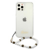 Guess White Pearl Strap - pouzdro pro iPhone 12 Pro Max (průhledné)